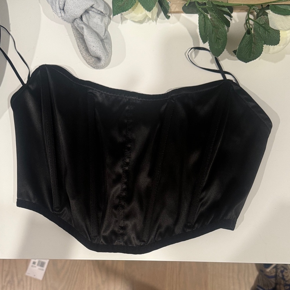 Garage Black Satin Corset Top